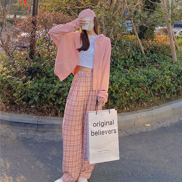 quần ống rộng Sọc Caro Hồng Phong Cách Hàn Quốc 2021 Cho Nữ | BigBuy360 - bigbuy360.vn