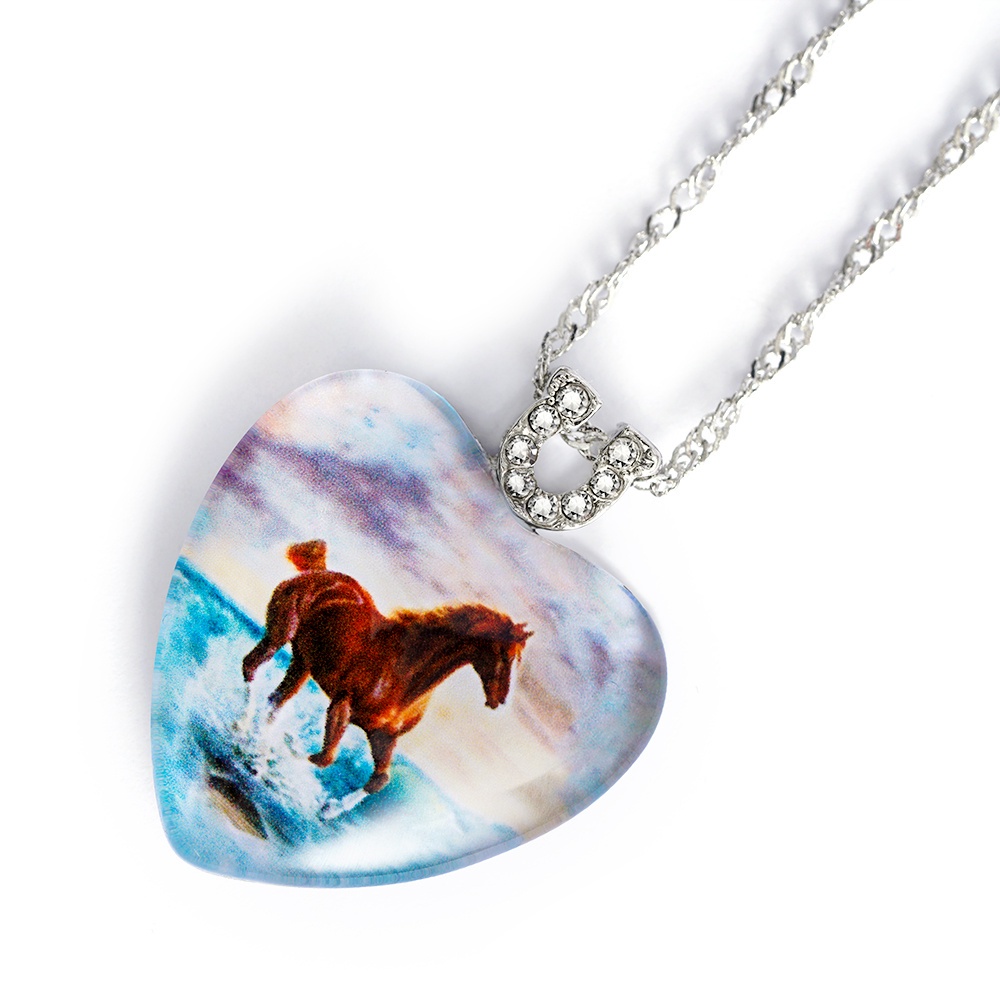 1 Pcs Temperament Fashion Jewellery Women Peach Heart Animal Pendant Necklace Horse Wolf Crystal