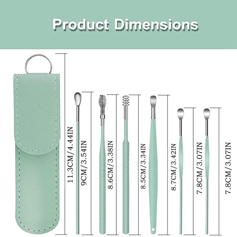 Set 6 Dụng Cụ Lấy Ráy Tai Bằng Thép Không Gỉ Hình Xoắn Ốc