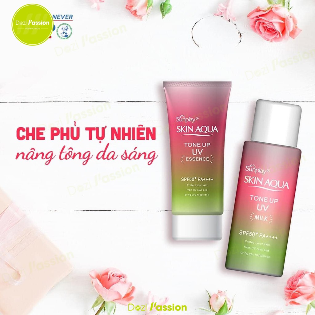 Kem Chống Nắng Sunplay Skin Aqua Tone Up UV Dạng Sữa - Sunplay Skin Aqua Milk Happiness Aura Rose SPF50+ PA 50g