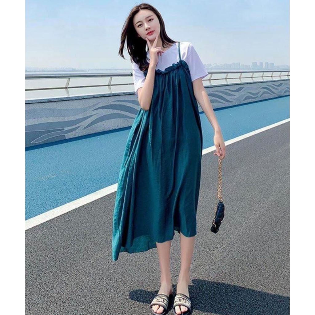 Yếm bầu liền áo thời trang thiết kế vải cát hàn mềm mát MSP257 Mom and Baby