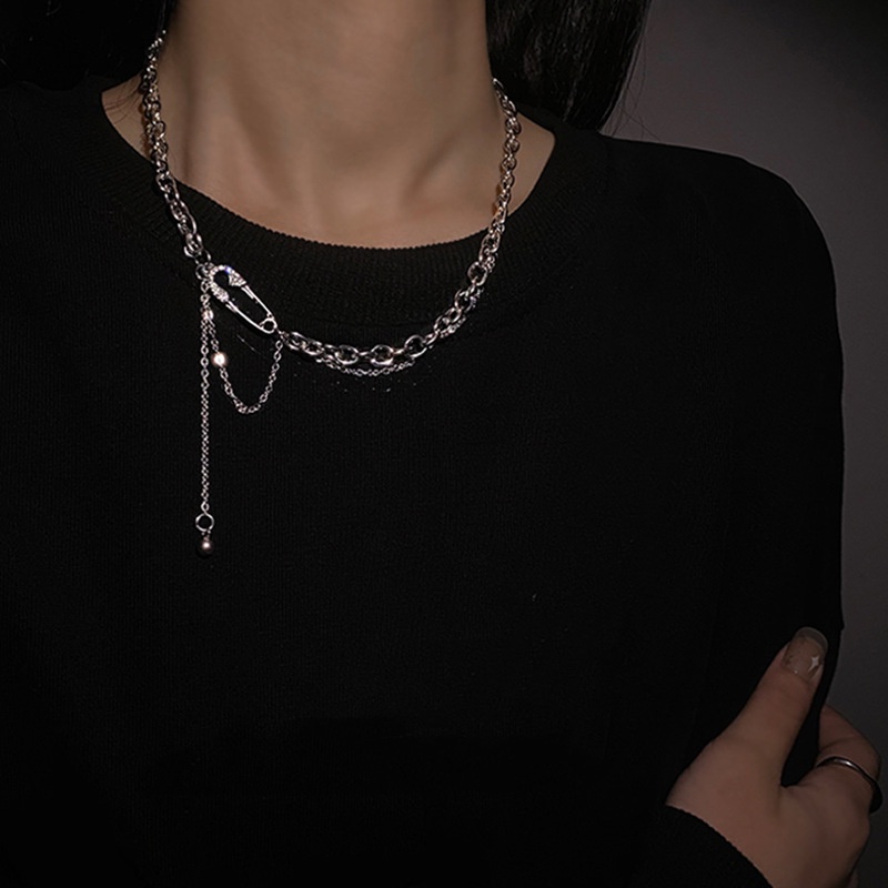 Vòng cổ Dạng Chuỗi Xích Phối Tua Rua Phong Cách hip hop Thời Trang Cho Nam Và Nữ