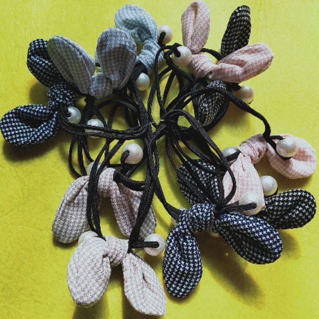 Combo 10 cột tóc tai thỏ mix hạt châu. Mẫu y hình nhe