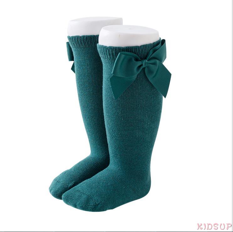 Tất Cotton Dài Màu Trơn Thoáng Khí Cho Bé