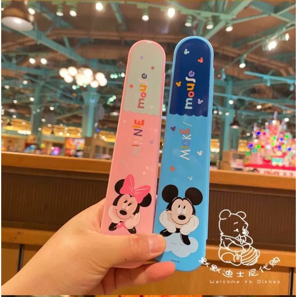 Set muỗng đũa Disney kèm hộp hình Elsa Frozen Car Mcqueen Mickey Minnie cho trẻ em bé trai gái