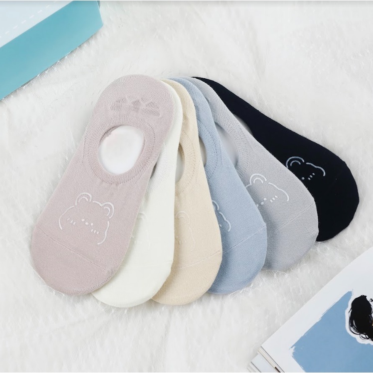 Tất Lười Nữ Đuôi Gà cotton mềm mịn mang êm chân co dãn thoải mái in hình gấu siêu xinh _ NANGGAU