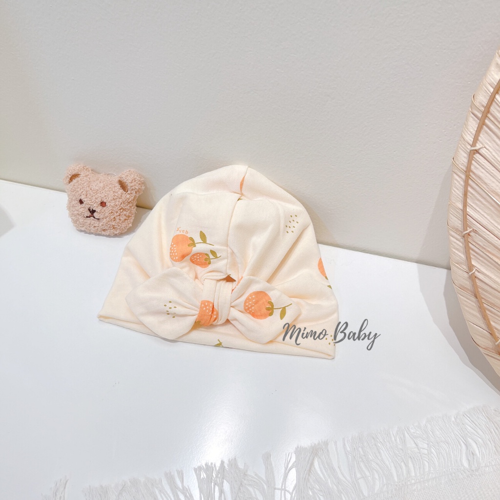 Mũ turban màu be họa tiết quả cam đáng yêu cho bé MTB98 Mimo Baby