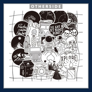 SET 50 MIẾNG STICKER VŨ TRỤ TRẮNG ĐEN BLACK AND WHITE CHỐNG NƯỚC DÁN NÓN BẢO HIỂM, LAPTOP, VALI, TỦ, BÀN HỌC, XE MÁY
