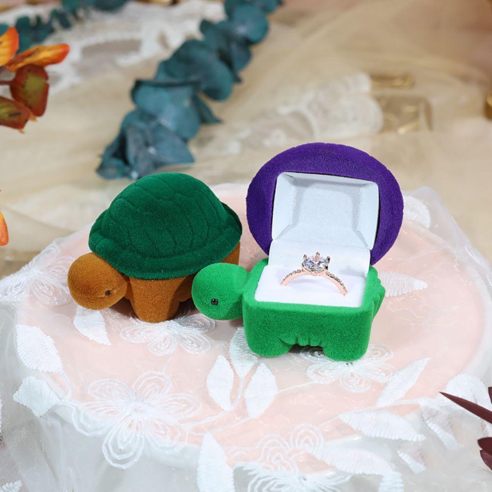 Hộp Đựng Nhẫn Hình Rùa / Rùa / Mèo Hoạt Hình Bằng Nhung Dễ Thương Xinh Xắn