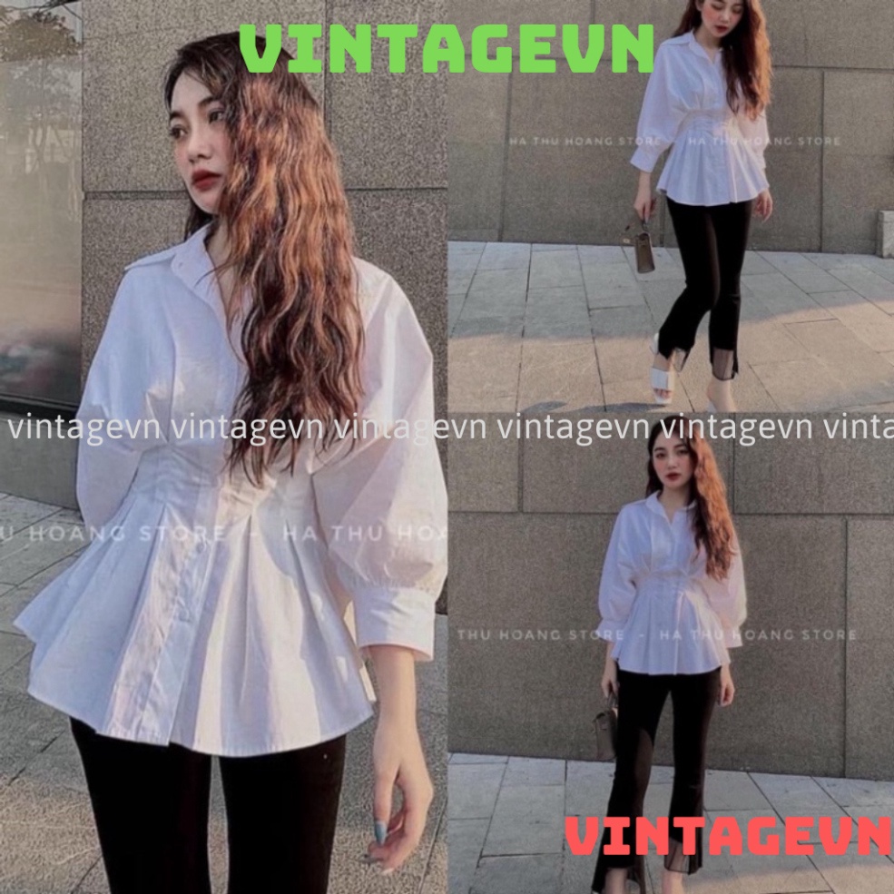 [Ảnh thật/Video]ÁO SƠ MI XIAOZING CHIẾT EO TÔN DÁNG ÁO SƠ MI TRẮNG SANg chảnh kaca vintagevn