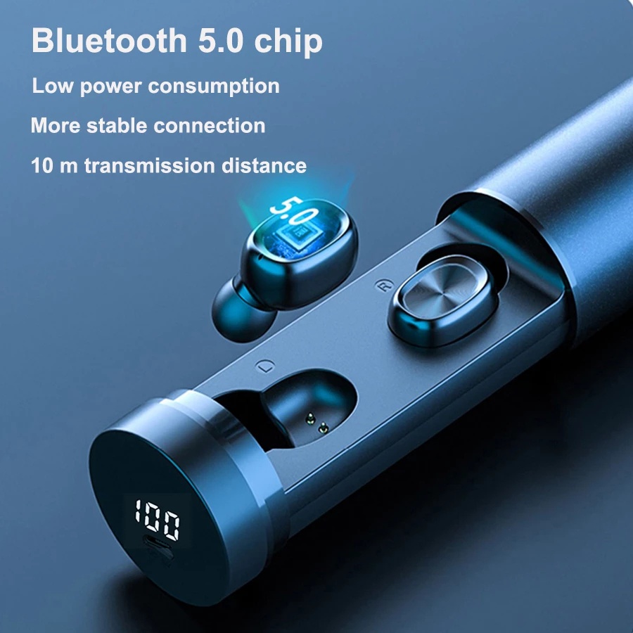 Tai Nghe Bluetooth 5.2 Không Dây Có Đèn LED Và Phụ Kiện Tiện Dụng TZUZL