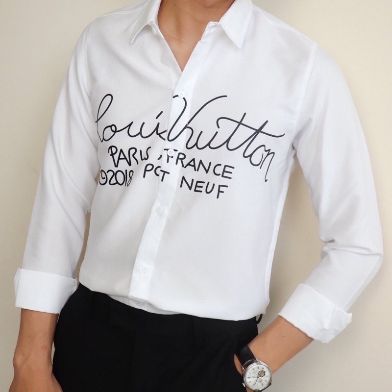 Áo sơ mi nam dài tay luôn vui tươi chữ ký