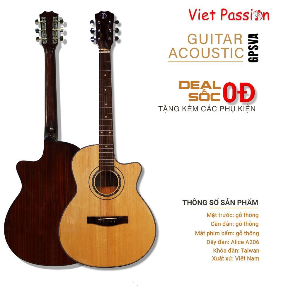 Đàn guitar acoustic SVA+ mặt gỗ Thông có ty chỉnh cong cần giá sinh viên chất lượng cao âm thanh tuyệt vời VietPassion