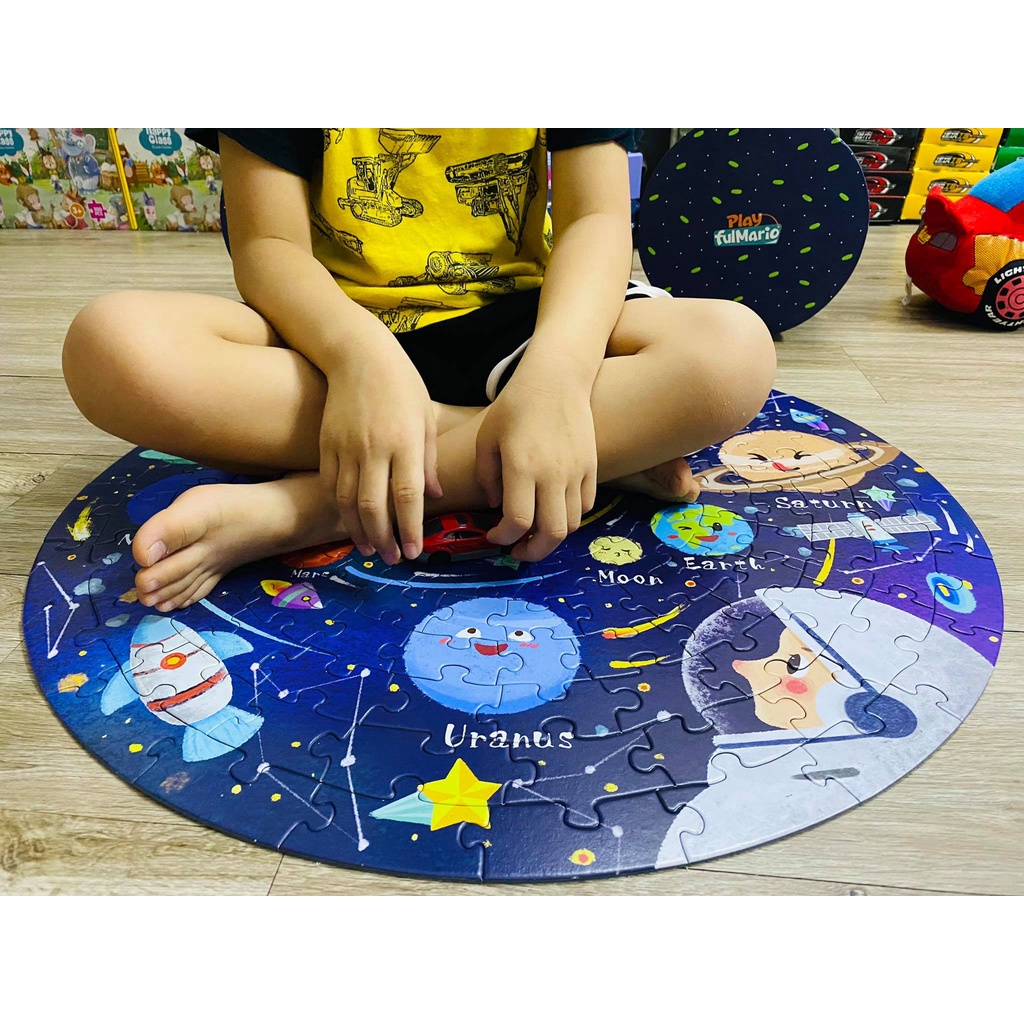 Đồ chơi xếp hình 150 miếng hộp tròn puzzle cao cấp cho bé tìm hiểu và khám phá vũ trụ TunaKids