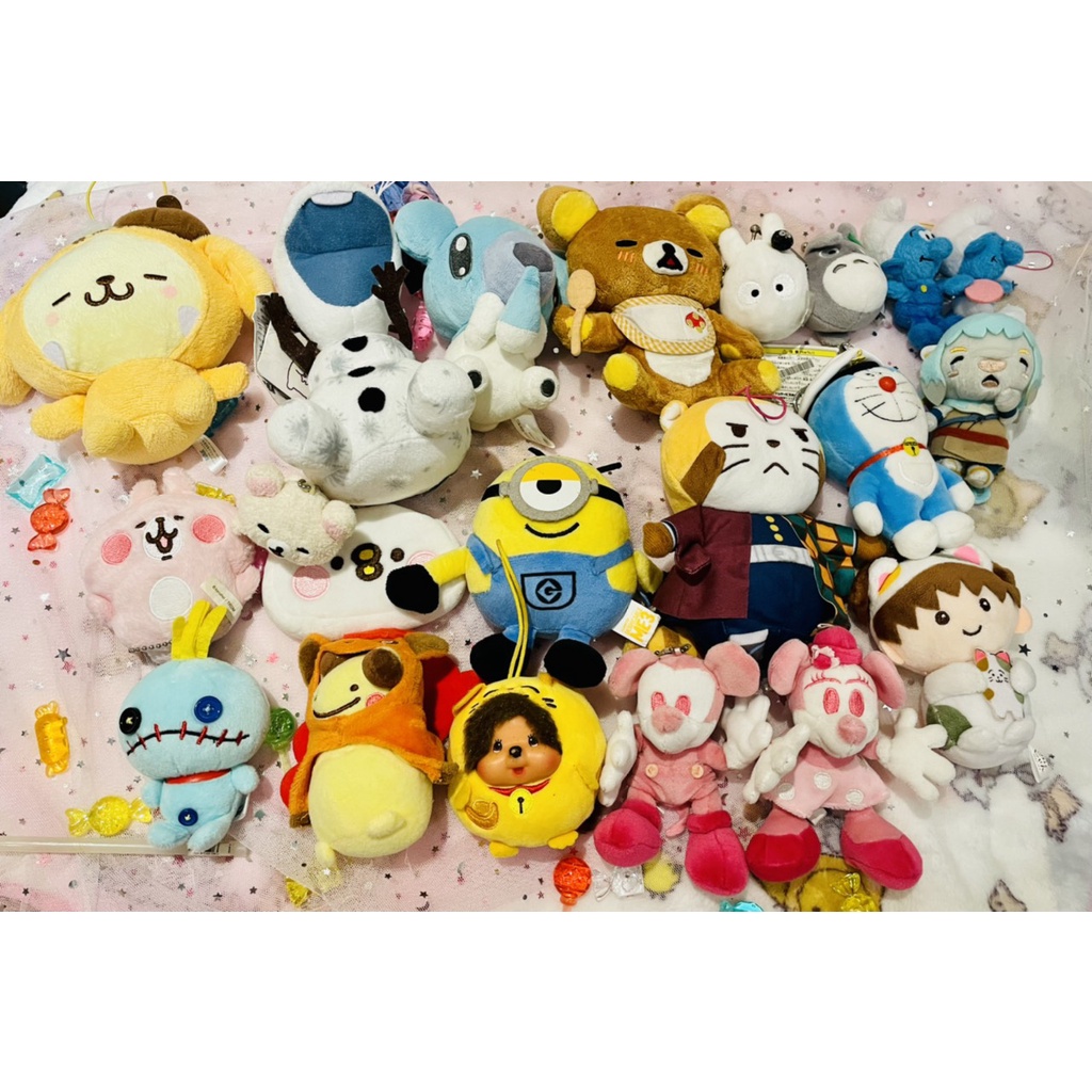 Gấu bông nhiều mẫu Sanrio Pompompurin Rilakkuma Disney Olaf Scrump Monchi Minion Totoro Maruko KNY Usagi