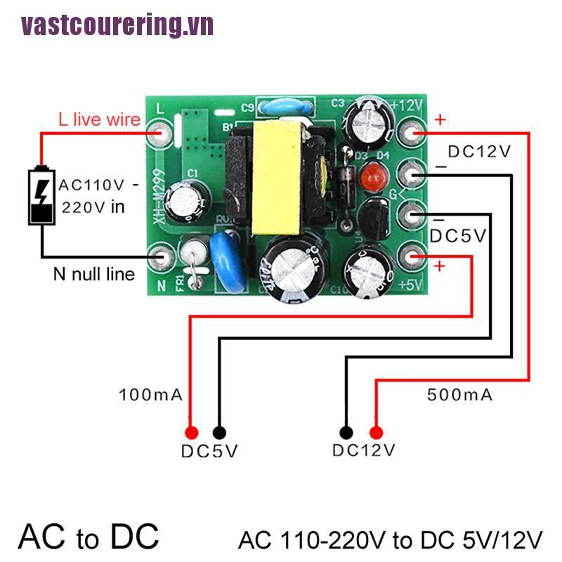 Bảng Mạch Chuyển Đổi Ac-Dc Mini Ac110V 220v Sang Dc 12v 0.2a + 5v