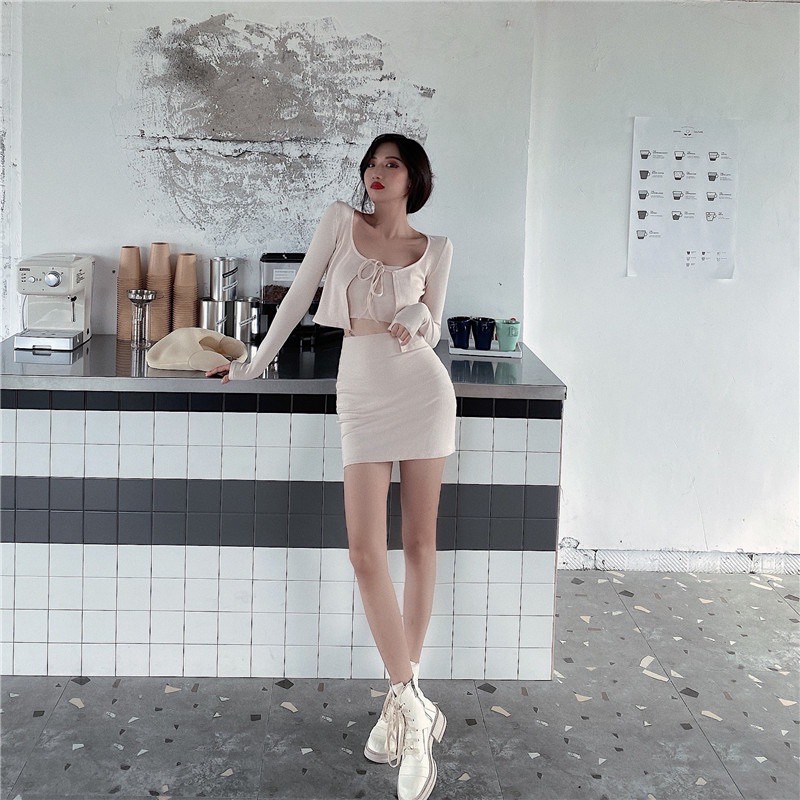 Set áo váy len 3 món Ulzzang