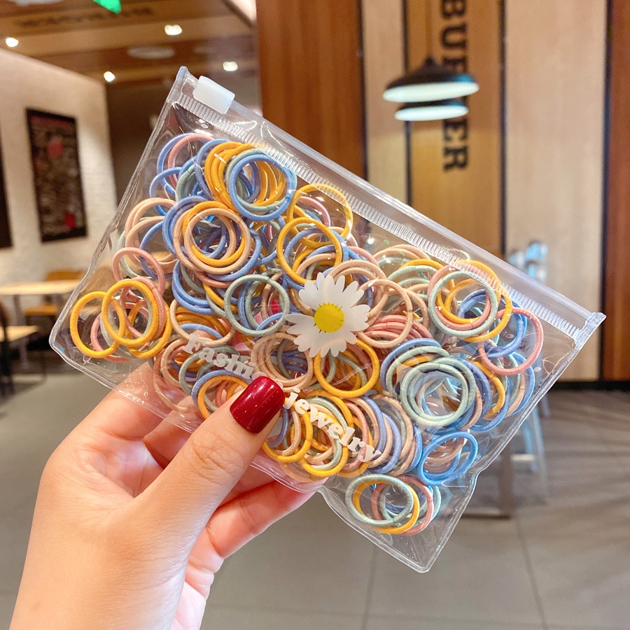 Set 100 Dây Buộc Tóc Nhiều Màu Sắc Phong Cách Hàn Quốc Cho Nữ
