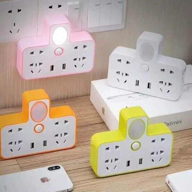 Ổ ĐIỆN ĐA CHẤU KÈM ĐÈN NGỦ 4IN1(2 CỔNG USB)