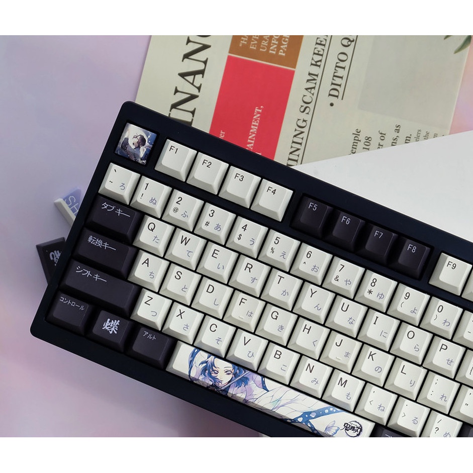 Kochou Shinobu Keycap Cherry Hồ sơ Anime Demon Slayer Chủ đề Keycap PBT Thuốc nhuộm Thăng hoa Bàn phím cơ Keycap 137 Phím