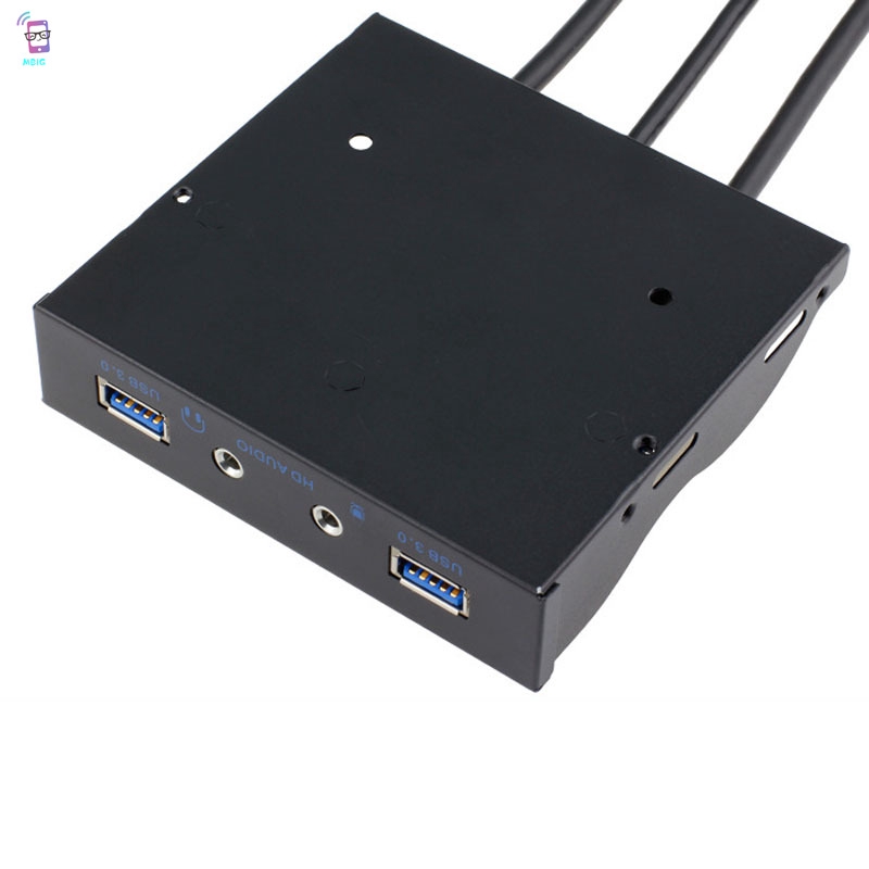 MG USB 3.0 2-Port 3.5 Inch Metal Front Panel USB Hub with 1 HD Audio Output Port+1 Microphone Input Port @vn