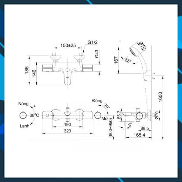 Bộ sen tắm nhiệt độ tự động INAX BFV-3413T-3C,BFV-3413T-4C BFV-3413T-7C, BFV-3413T-8C