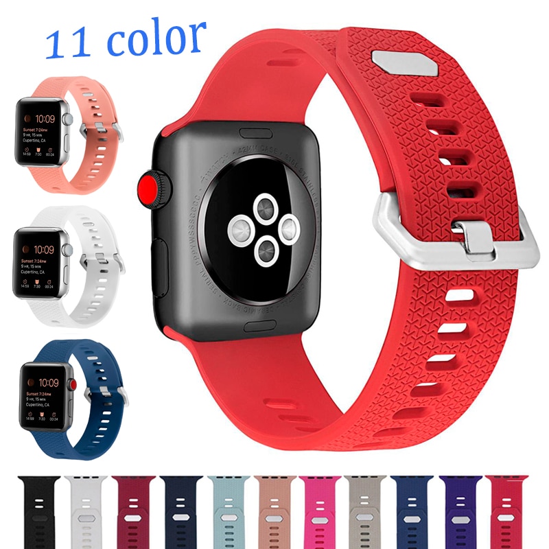 Dây Đeo Silicon Mềm Thoáng Khí Cho Đồng Hồ Thông Minh Apple Watch 4 5 40mm 44mm Iwatch Series 5 4 3 2 1 38mm 42mm