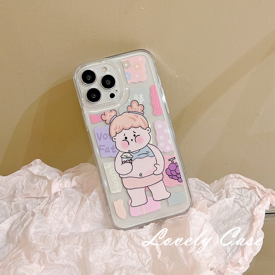 Ốp Điện Thoại Mềm Trong Suốt In Hình Cô Gái Mập Mạp Cho IPhone 14 13 12 11 Pro Max X XR Xs Max 8 7 6 6s Plus SE 2020