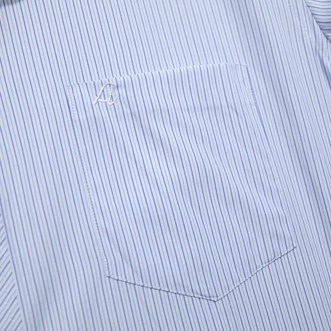 Áo Sơ Mi Nam Công Sở Trung Niên Thương Hiệu Anton Xanh Dương Kẻ Sọc Dài Tay Vải Cotton Kẻ Sọc Đôi - 327 )(i1 *