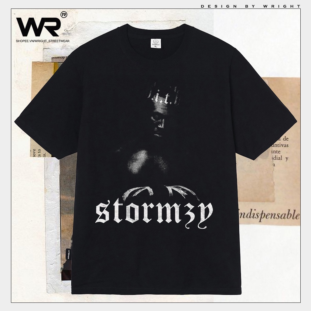PlYW //Áo thun Wright Stormzy nam rapper phong cách retro vintage cotton cổ tròn form rộng!!