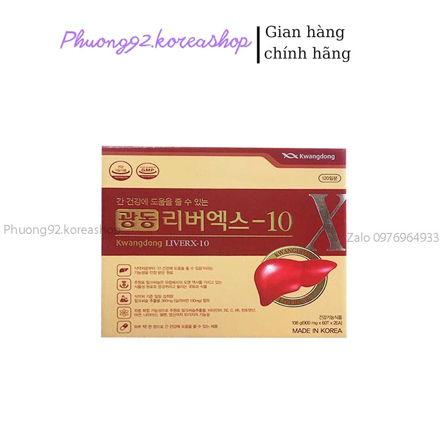 (Chuẩn auth) Viên Uống Bổ Gan Kwangdong LiverX-10 Hàn Quốc, Giúp Giải Độc Gan Bảo Vệ Lá Gan