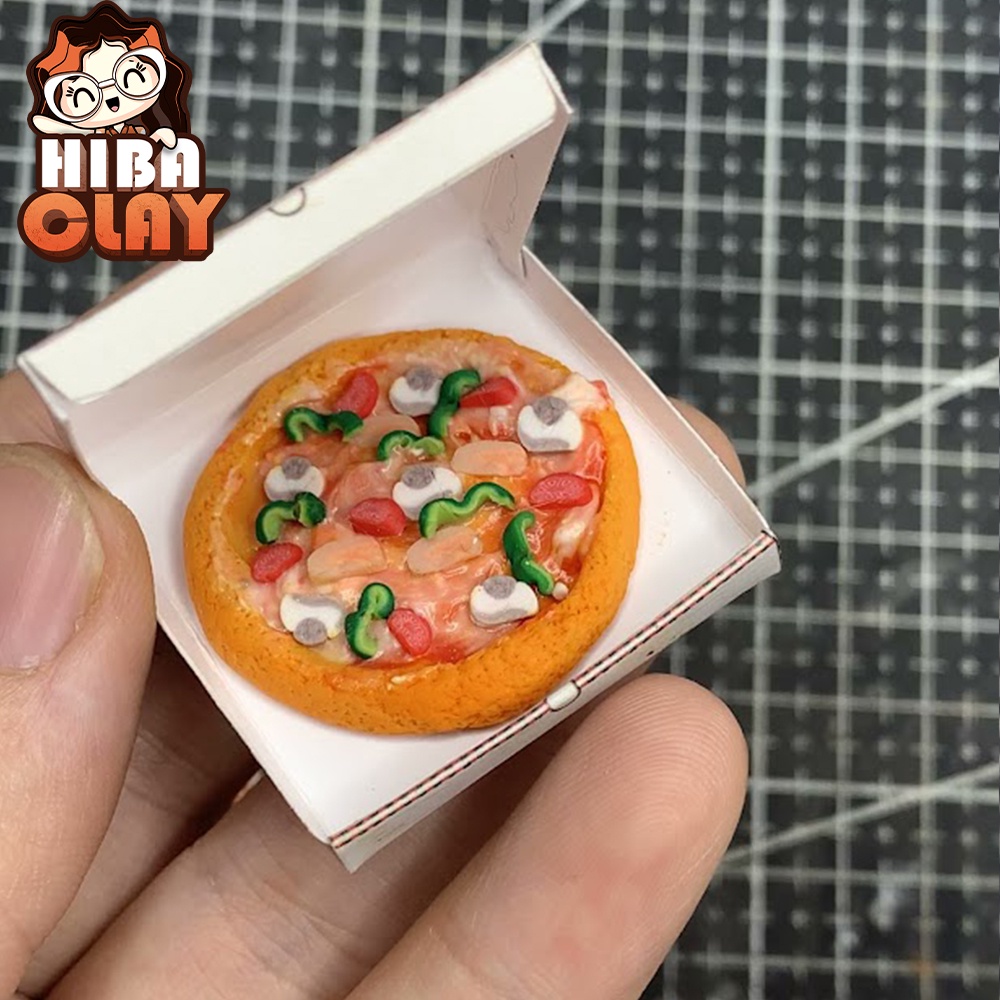 Hộp pizza mini Minifood trang trí mô hình, thức ăn giả, đồ ăn mini mô hình cho búp bê DIY