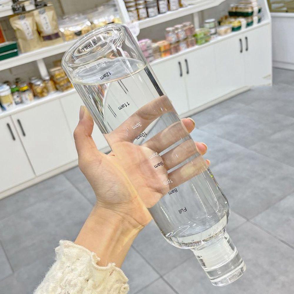 AVALENTINE Water Bottle Portable 500/750ML Transparent Drinkware Durable Juice Milk Tea Cup With Time Marker Drinking Cup