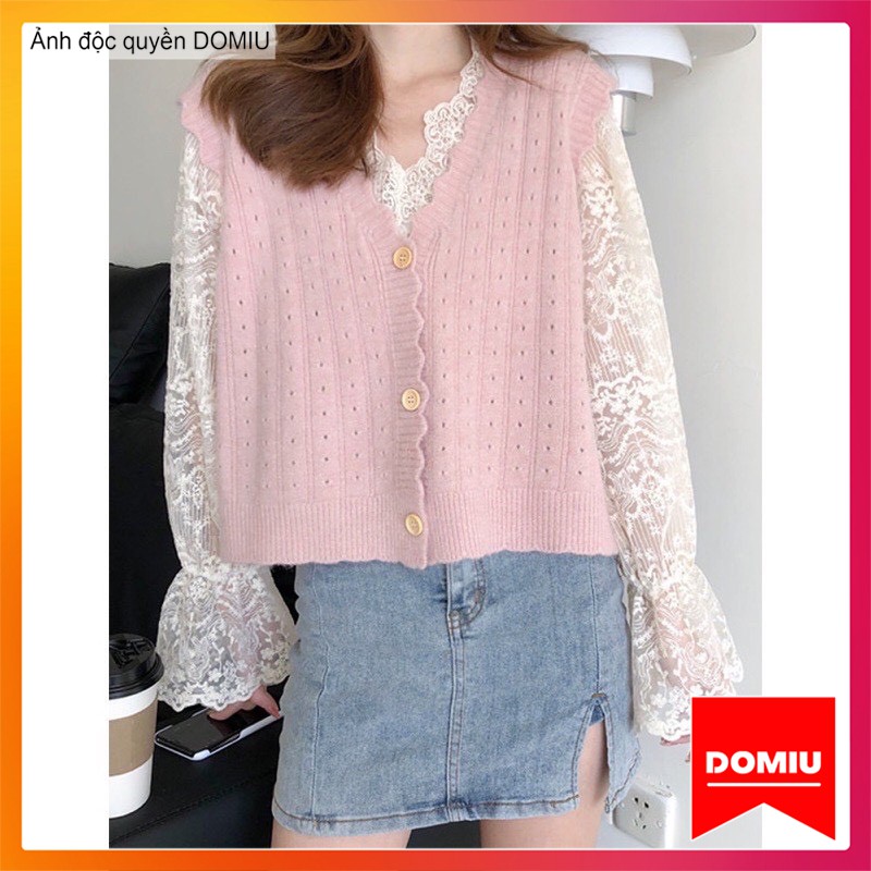 Áo gile len viền lượn sóng cài cúc Ulzzang style | BigBuy360 - bigbuy360.vn