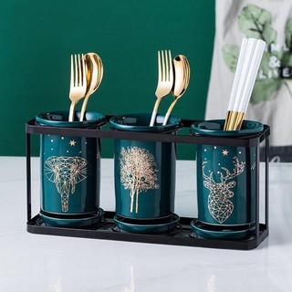 Ống cắm đũa sứ xanh