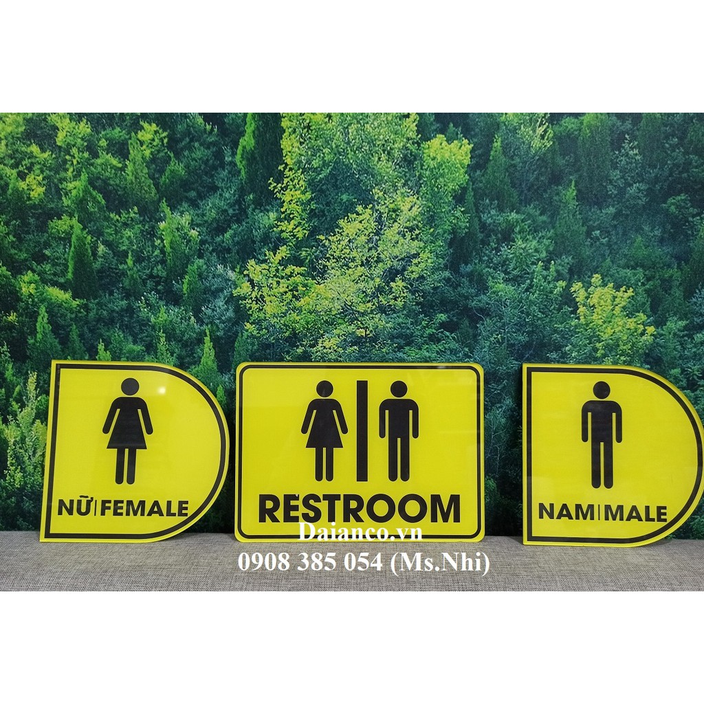 combo 2 bảng nhà vệ sinh nam nữ chất liệu mica siêu bền- Hình thật