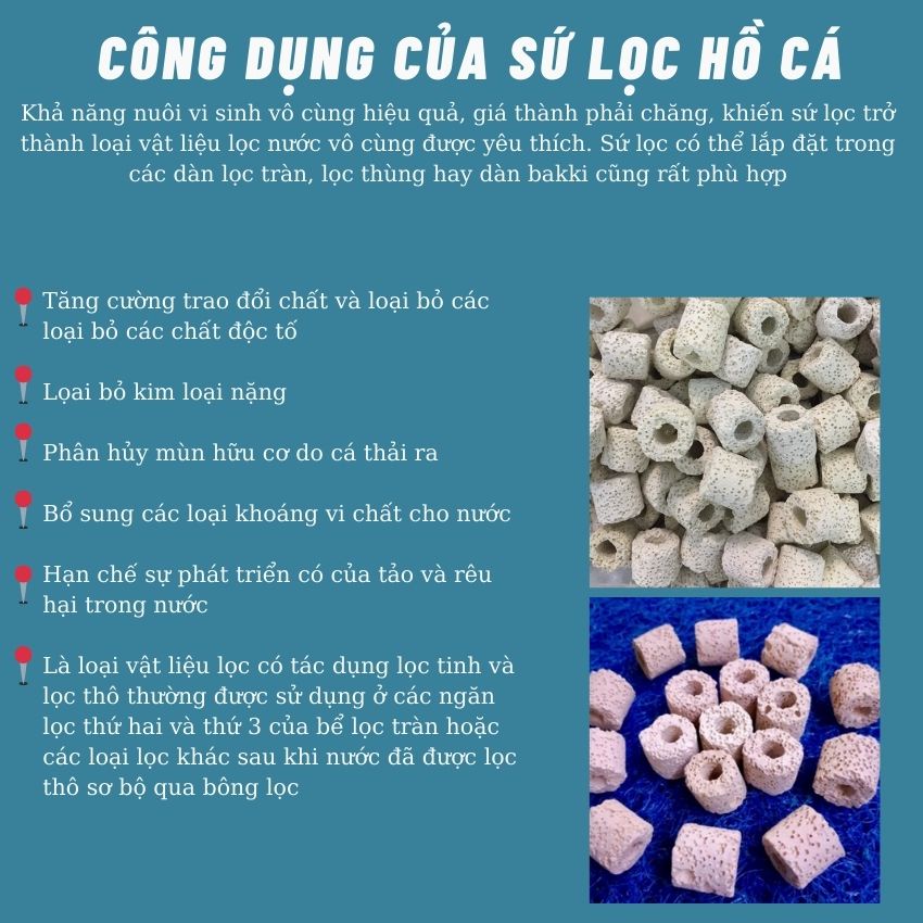 Sứ lọc nước bể cá vật liệu lọc hồ cá cảnh Sứ lỗ tròn nuôi vi sinh