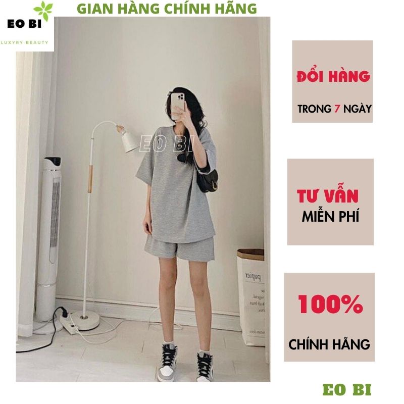 Sét Đồ Bộ Thể Thao Nam Nữ Mặc Nhà trơn 2 mầu đen xám Phong Cách Ulzzang Unisex, Freesize Chất Cotton Không Phai -EOBI