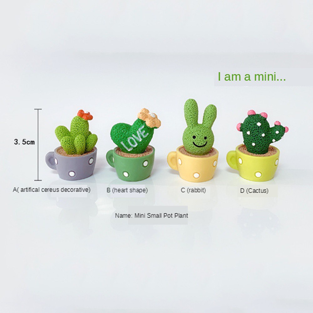 Chậu cây xương rồng resin mini dễ thương trang trí xe hơi