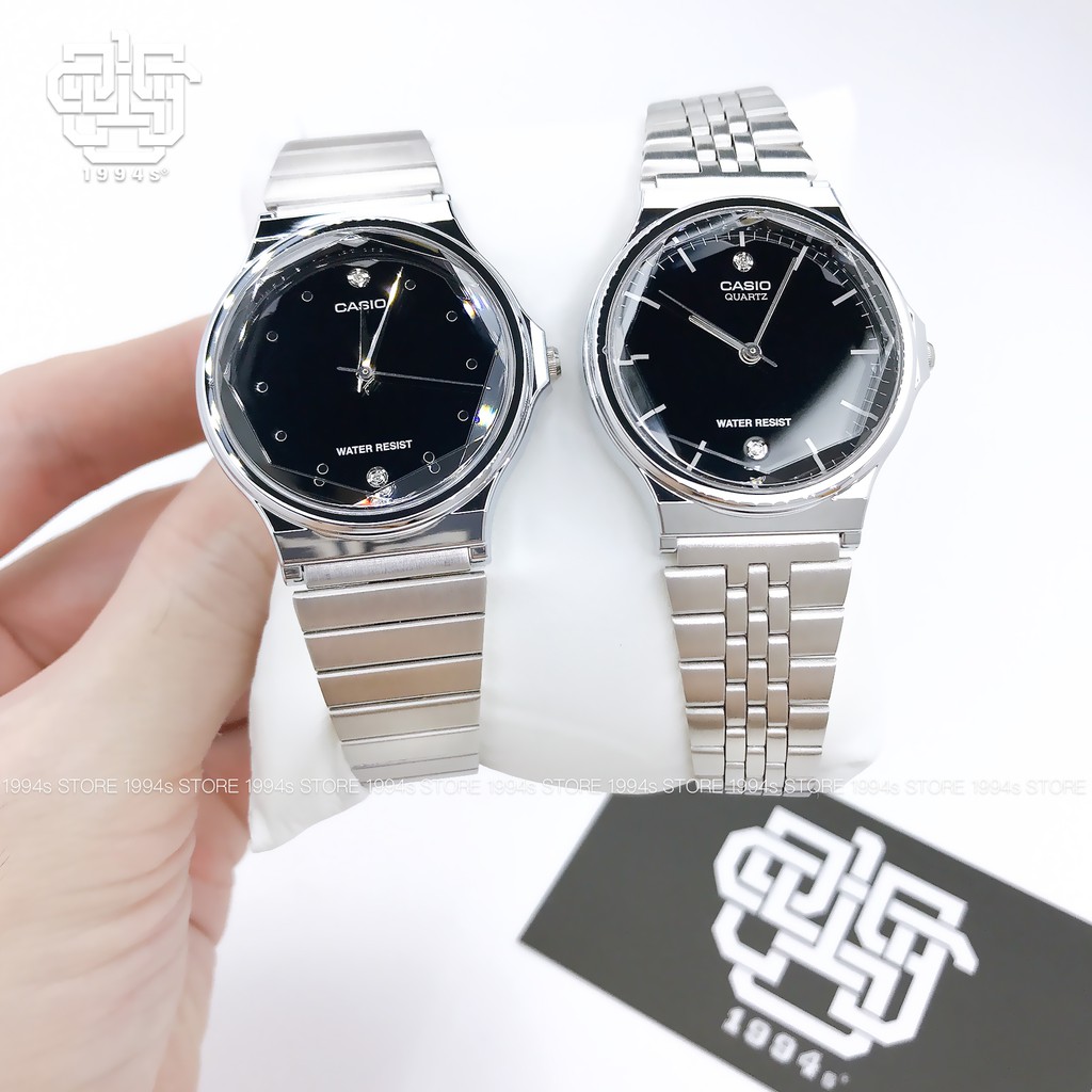 Đồng hồ unisex Casio MQ-1000D-1A / MQ-1000D-1A2 đính kim cương tự nhiên, chống nước 50m, size 34.9mm, hàng chính hãng