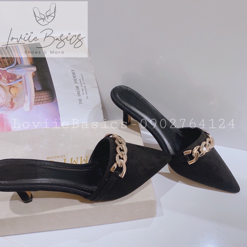 GUỐC CAO GÓT LOVIIE BASICS - SỤC CAO GÓT MŨI NHỌN KHÓA XÍCH ĐỒNG THỜI TRANG D201288