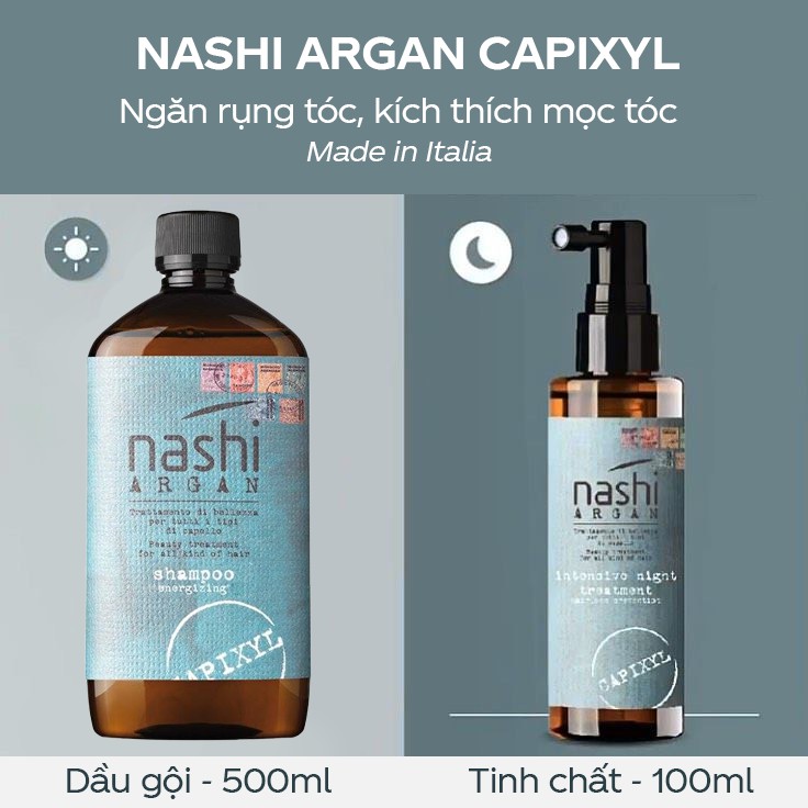 Cặp Dầu gội, Huyết thanh Nashi Capixyl ngăn rụng 500ml