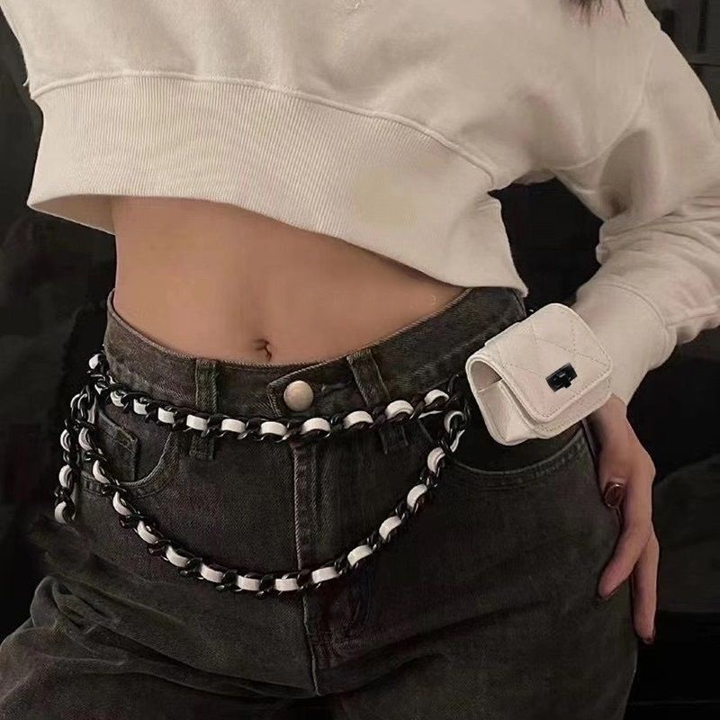 Túi Đeo Hông Mini Phối Dây Xích Thời Trang Cá Tính Trẻ Trung