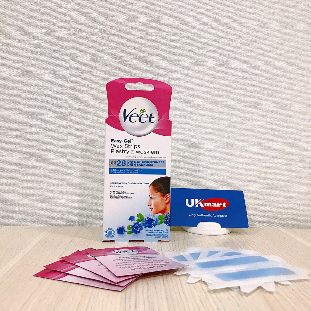 Tẩy Lông Mặt Ria Mép Da Nhạy Cảm Veet Wax Strips 20 Miếng | BigBuy360 - bigbuy360.vn
