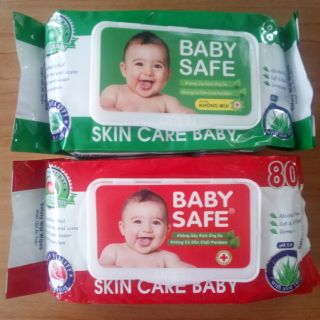 Khăn ướt an toàn cho bé BABY SAFE/BABY WIPES - không mùi & có mùi 80g/gói.