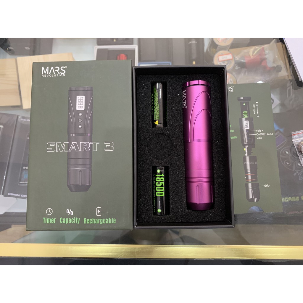 Máy xăm Pen 5.0 thế hệ 3 chính hãng MARS Tích hợp biến áp - Có 2 pin kèm theo 18500mAh