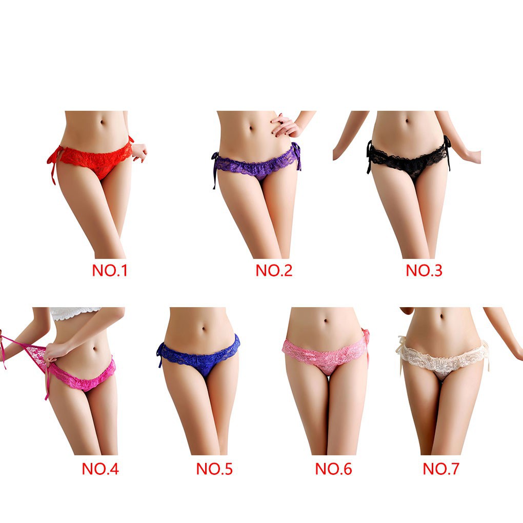 Quần lót ren hoa phối dây cột nơ quyến rũ cho nữ