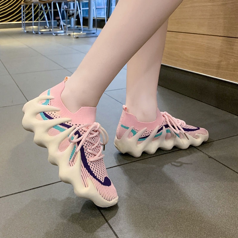 Giày Thể Thao Vải Dệt Kim Đế Mềm Thoáng Khí Phong Cách Mùa Xuân 2022