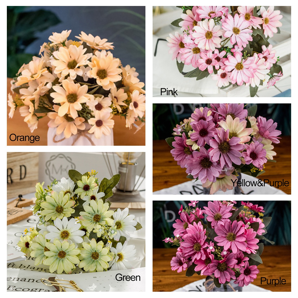 Bó Hoa Cúc Nhân Tạo 21 Đầu Trang Trí Tiệc Cưới|Bó Hoa Lụa Nhiều Màu Trang Trí Nhà Cửa