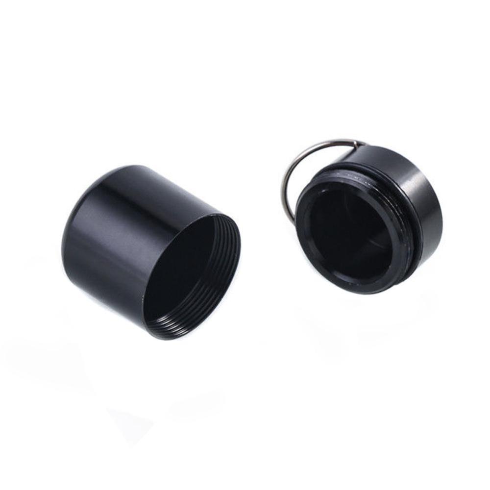Hộp Đựng Thuốc Mini Màu Đen Bằng Nhôm Chống Nước Kèm Móc Khóa O5Q2